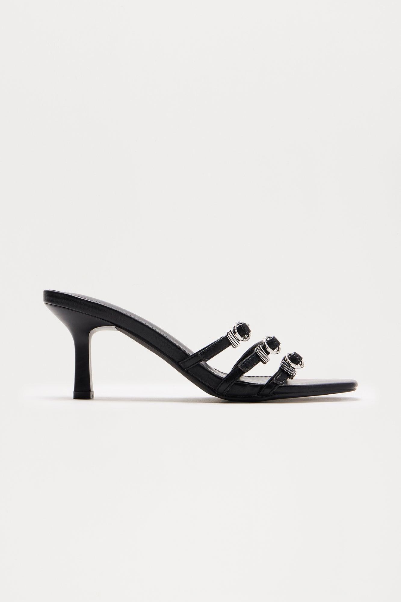 Zenon Buckle Mules - Black Product Image