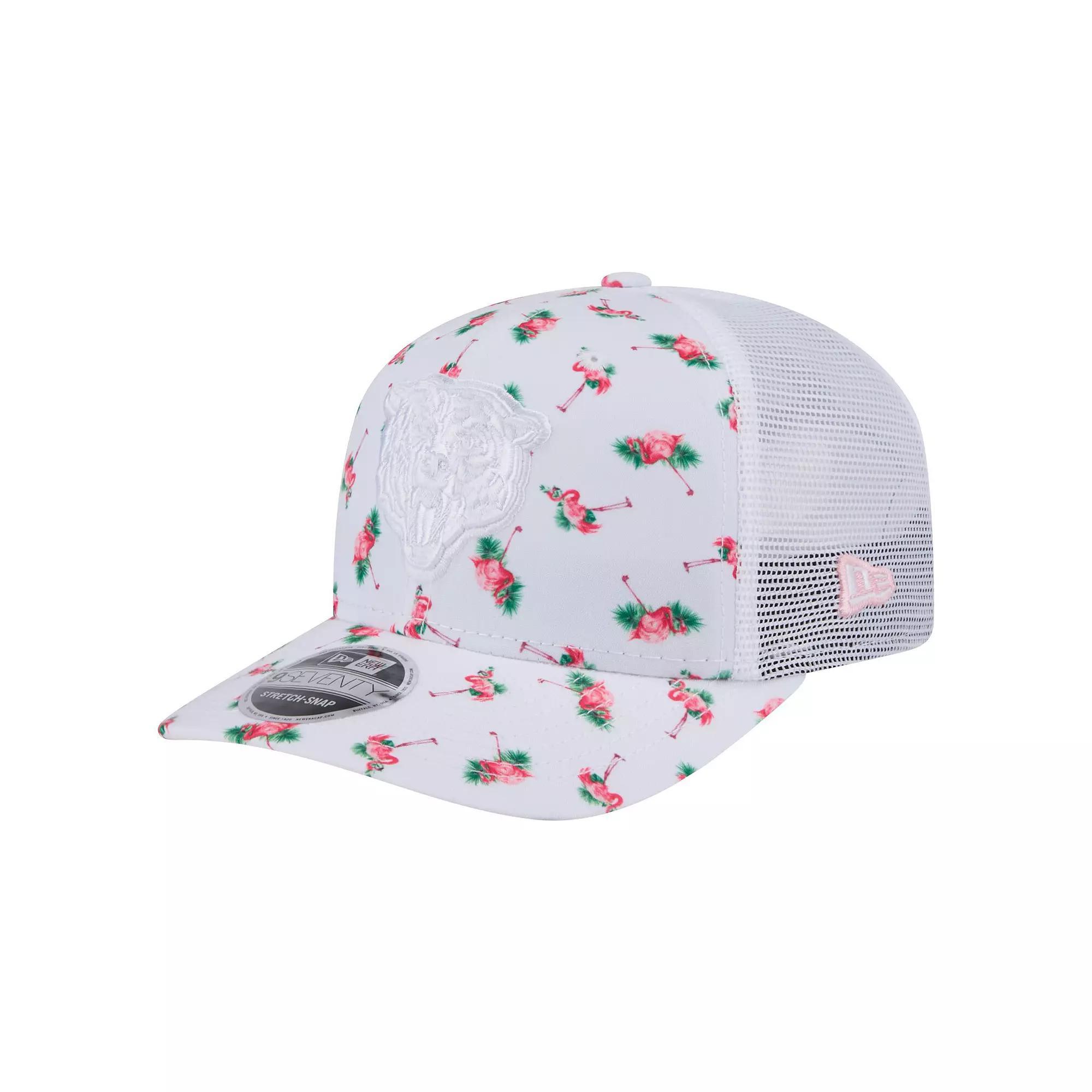 Men's New Era White Chicago Bears Adventure Flamingo Pattern 9SEVENTY Stretch-Snap Hat Product Image