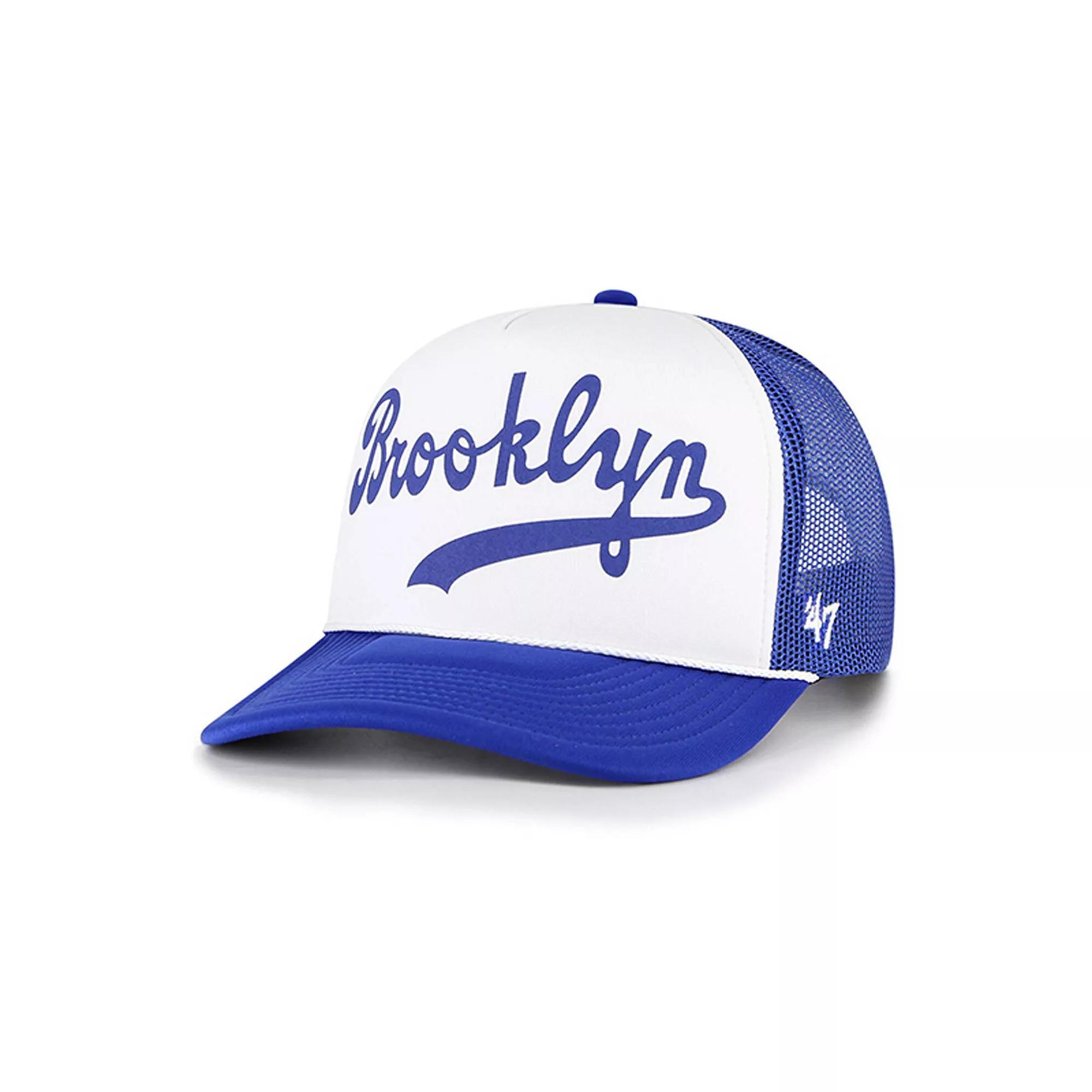 Men's '47 White Los Angeles Dodgers Foam Front Script Trucker Snapback Hat Product Image