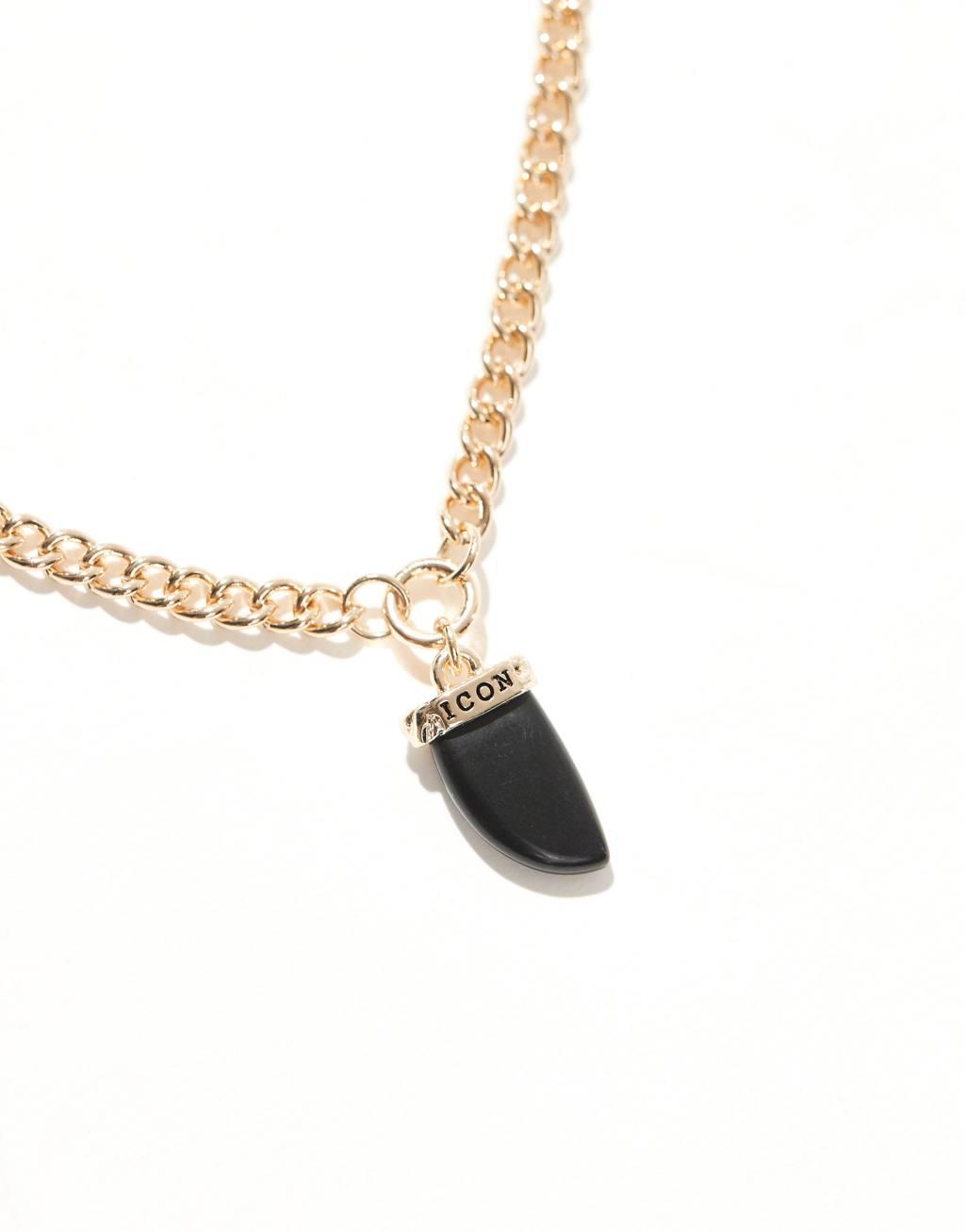 Icon Brand seventies city black tusk pendant necklace in gold Product Image