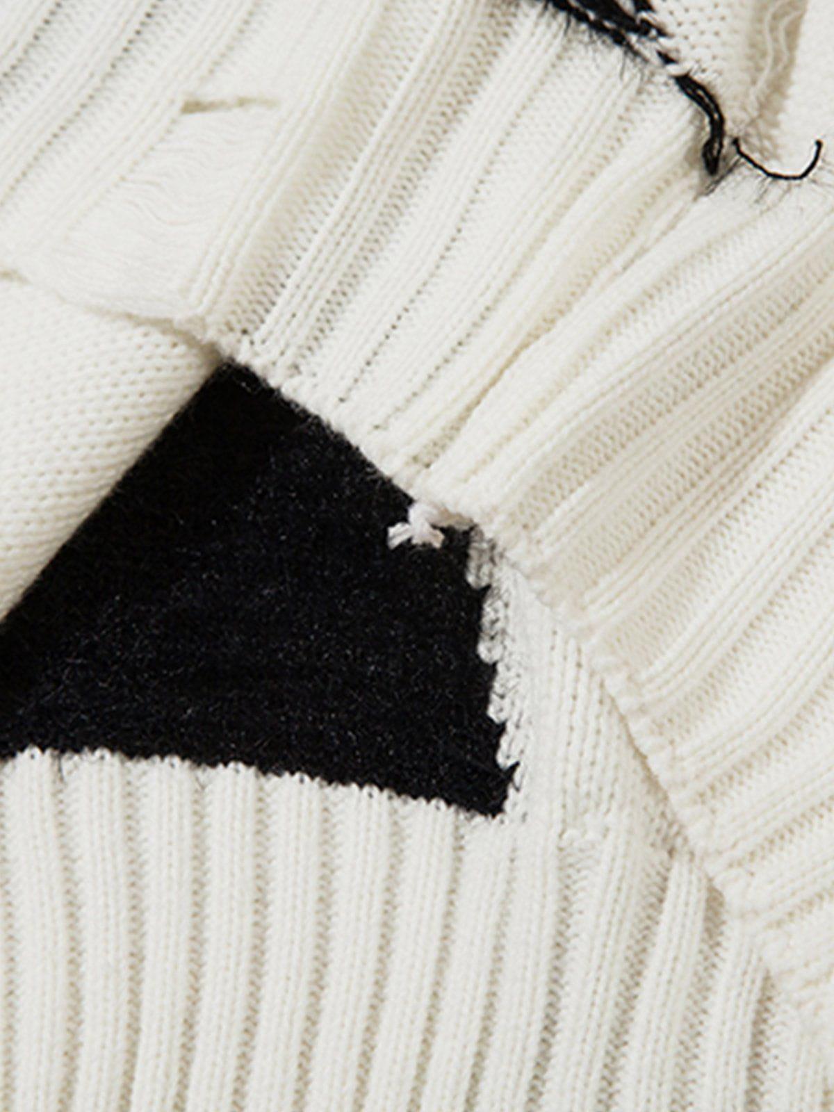 Aelfric Eden Color Blocking Distressed Sweater Product Image