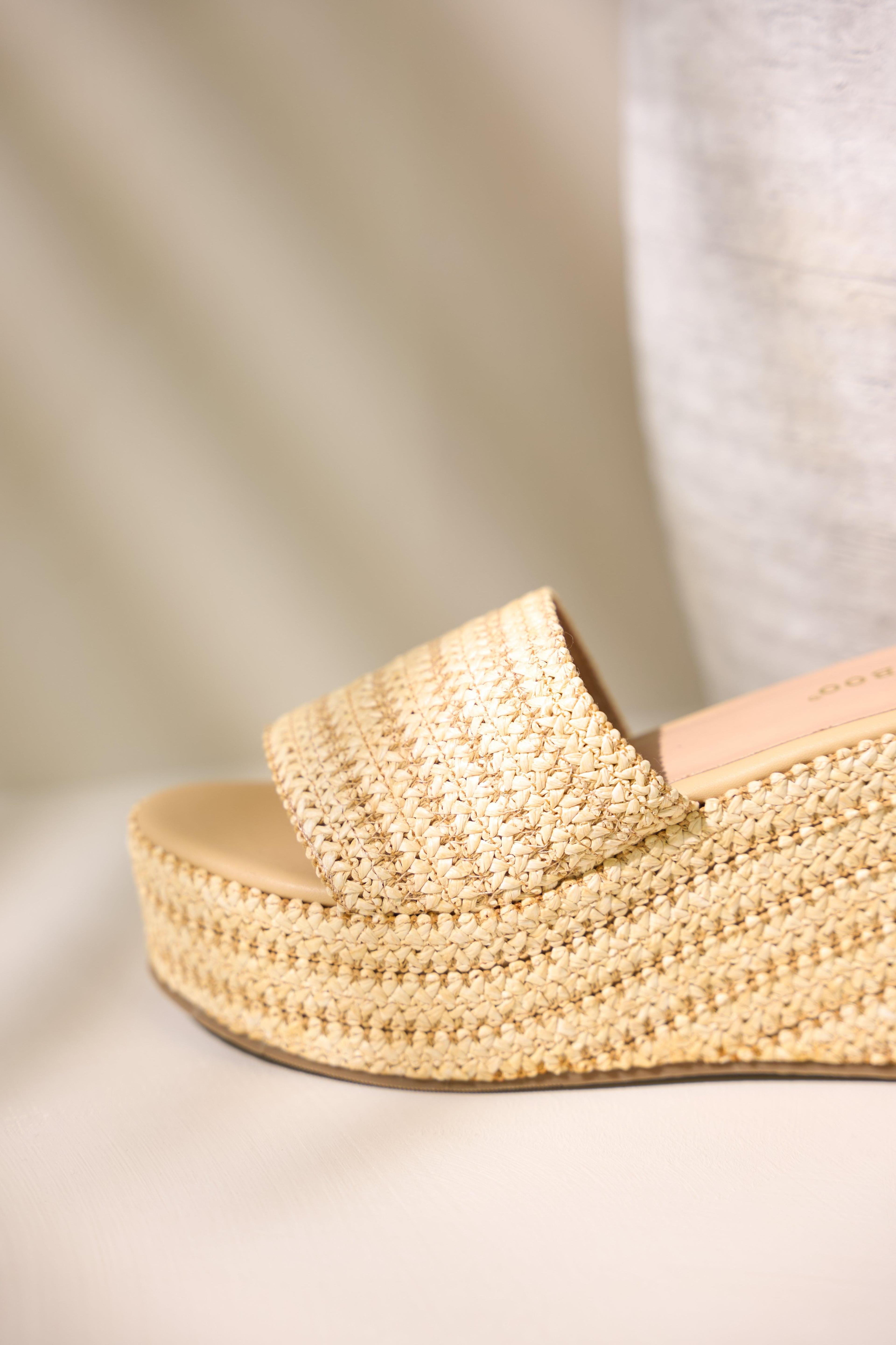 Shoreline Chic Natural Espadrille Platform Sandals Product Image