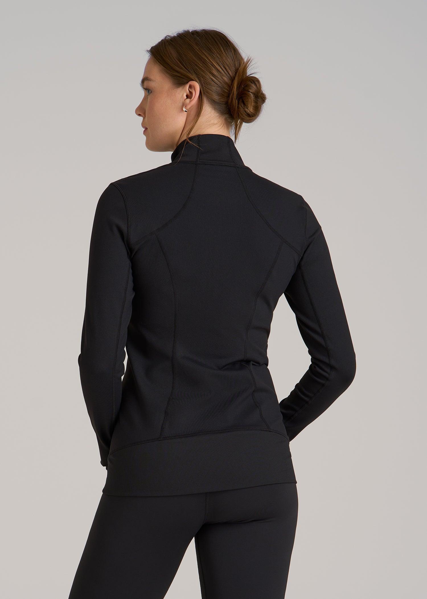 Women's Athletic Zip-Up Jacket for Tall Women in Black Female Product Image