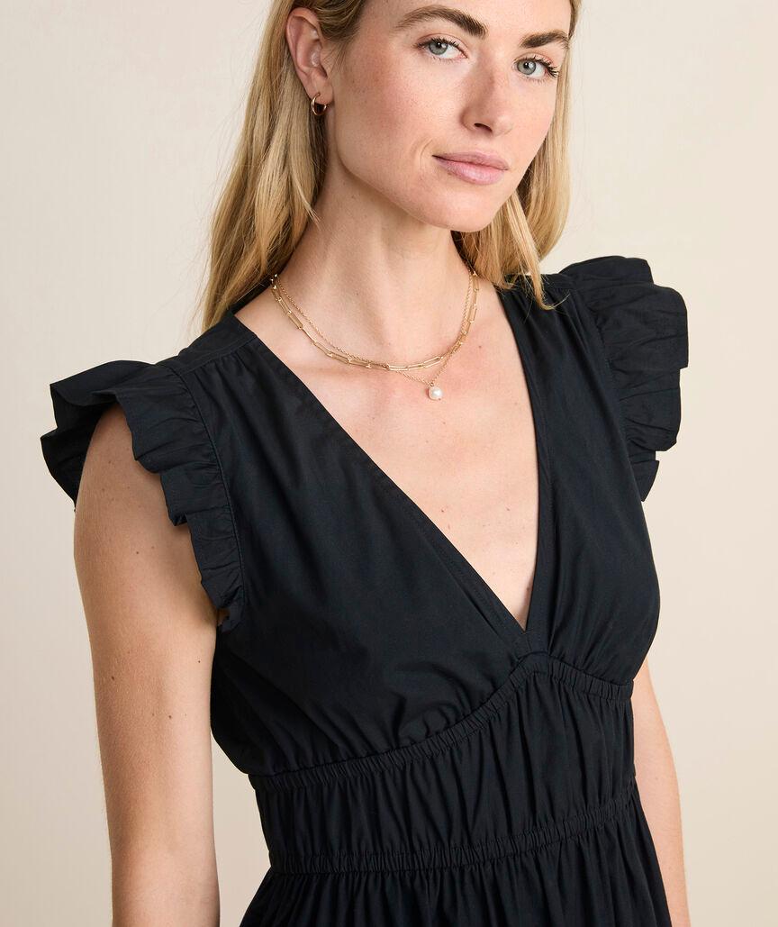 Marina Poplin Flutter-Sleeve Midi Dress Product Image