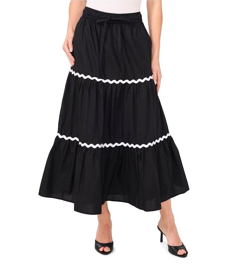 CeCe Scallop Trim Tiered Midi A-Line Skirt Product Image