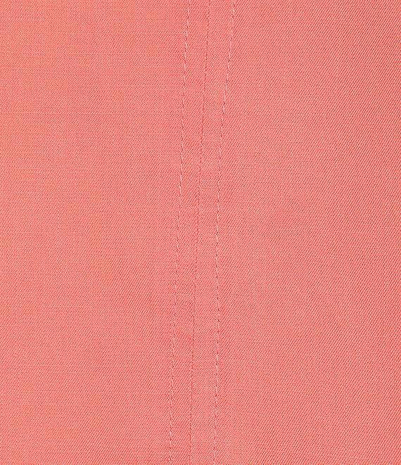 Intro Plus Size Button Front Slub Point Collar Roll-Tab Long Sleeve Lyocell Shirt Product Image