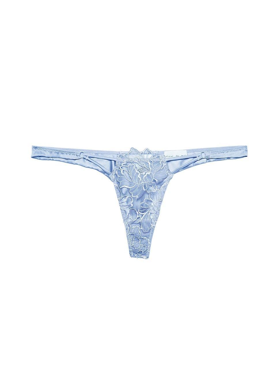 Womens Whitney Floral Embroidered Satin Thong Product Image