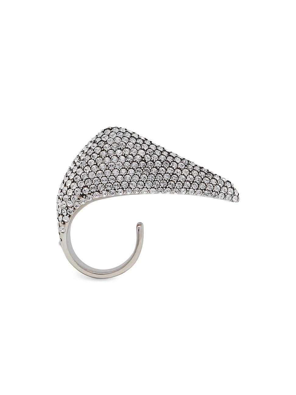 Womens Silvertone & Crystal Claw Ring Product Image