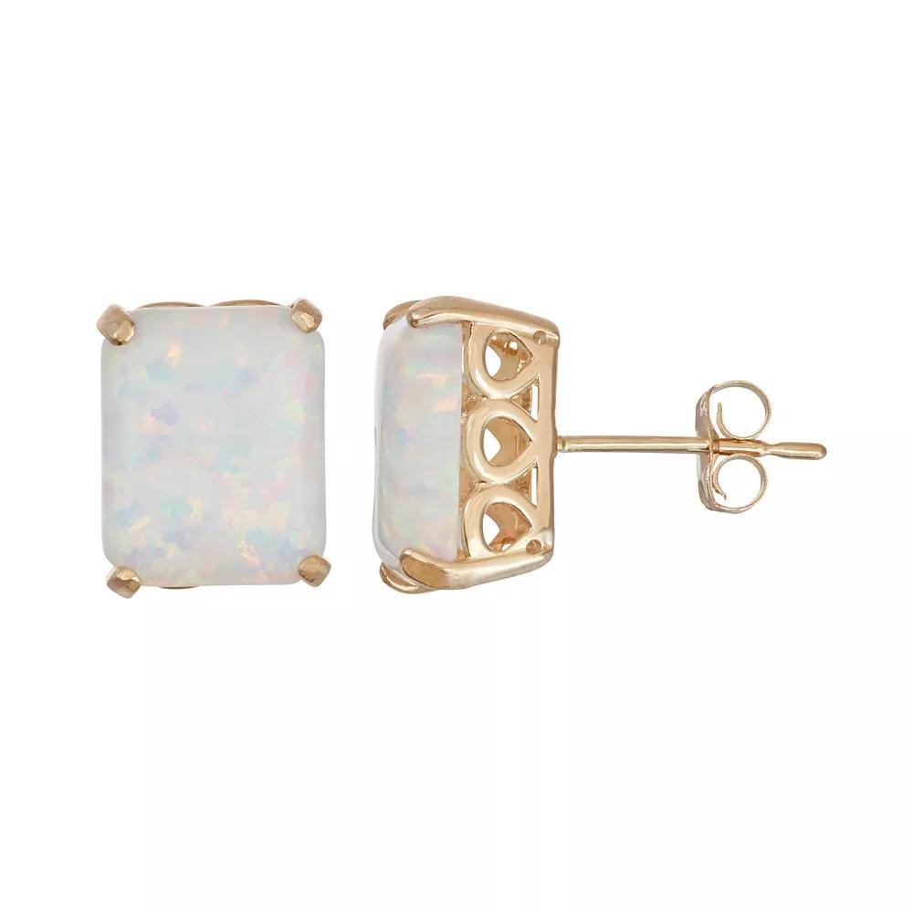 Designs by Gioelli 10k Gold Lab-Created Opal Rectangle Stud Earrings, Women's Product Image