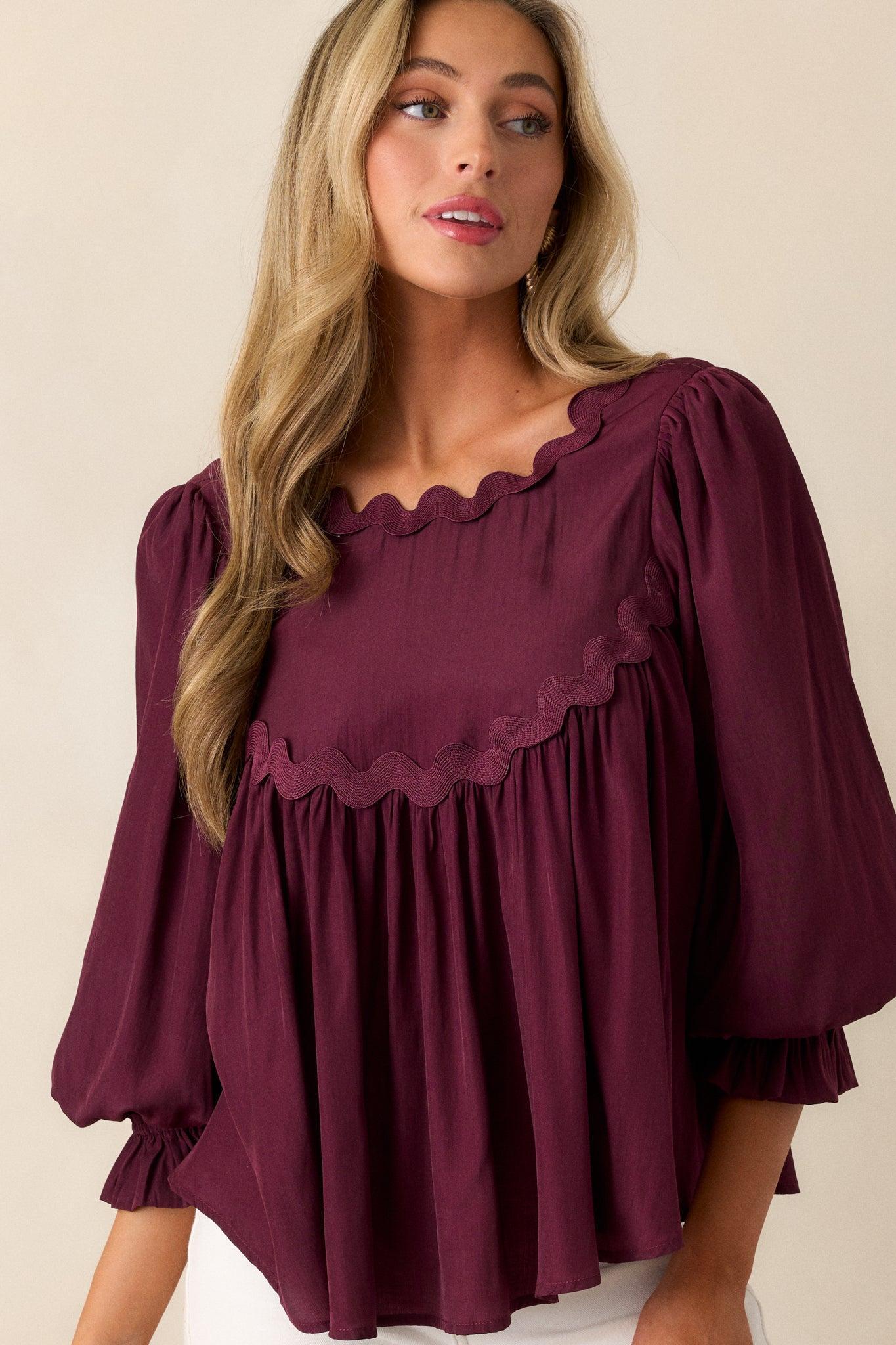 Windswept Wishes Dark Sangria Blouse Product Image