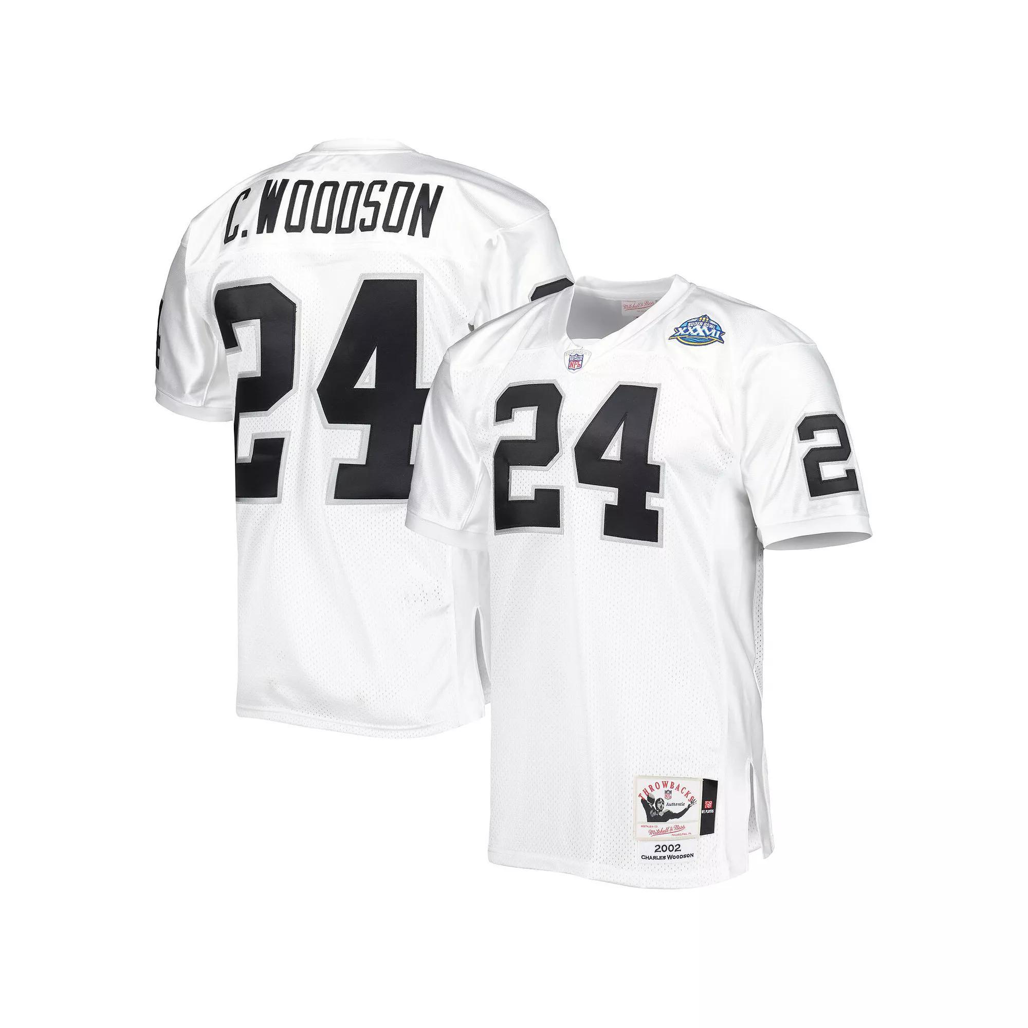 Men's Mitchell & Ness Charles Woodson White Las Vegas Raiders 2002 Super Bowl XXXVII Authentic Retired Player Jersey, Size: 36, Lvr White Product Image