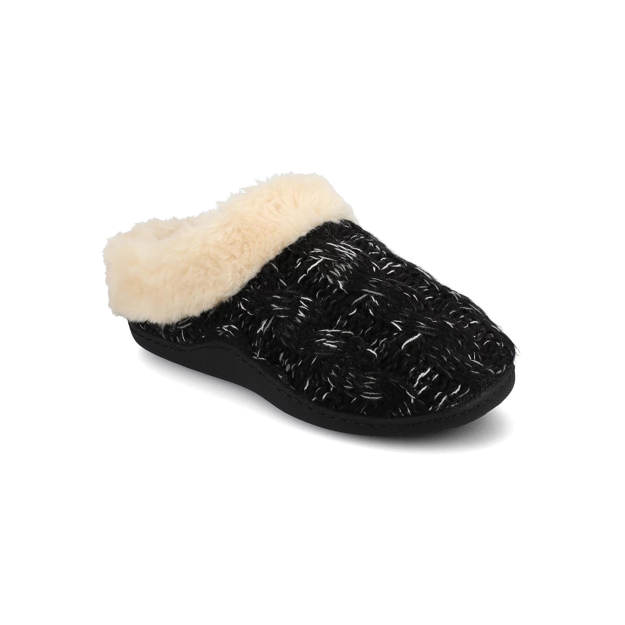 Journee Adiah Women's Cable Knit Clog Slippers, Size: Medium(7/8), Black Product Image