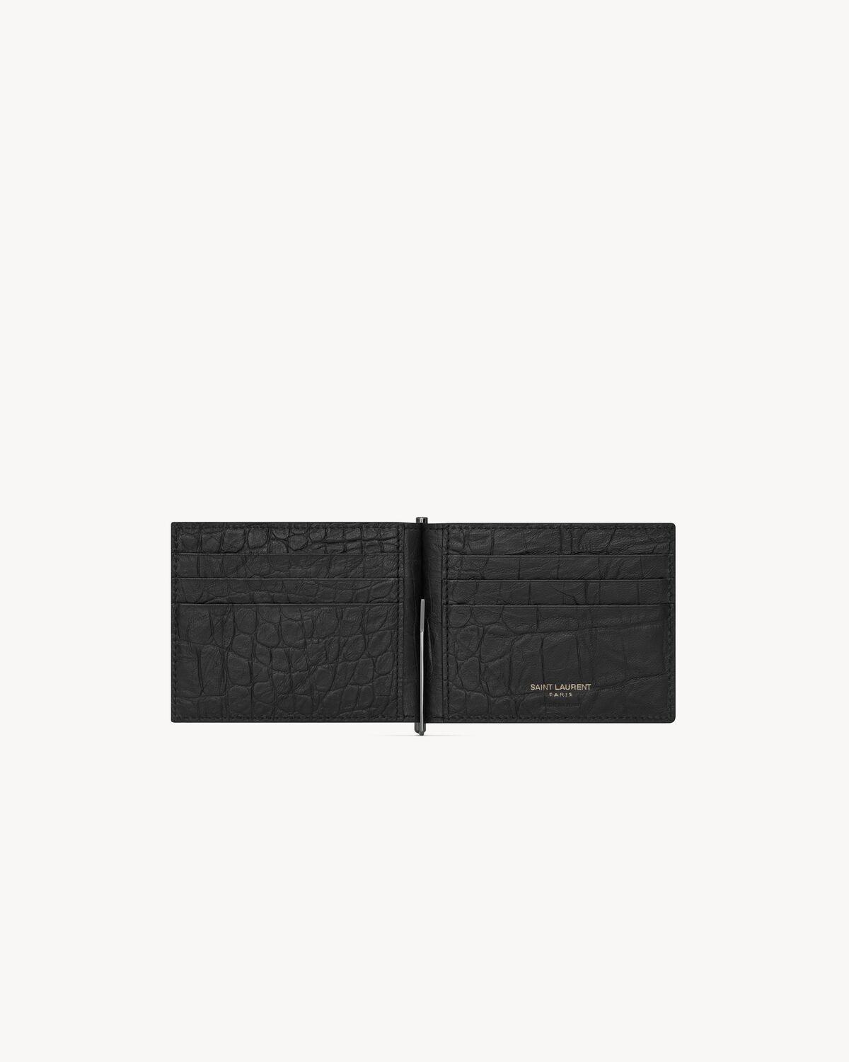 Saint Laurent Paris open card case in coated bark leather | Saint Laurent | YSL.com Product Image