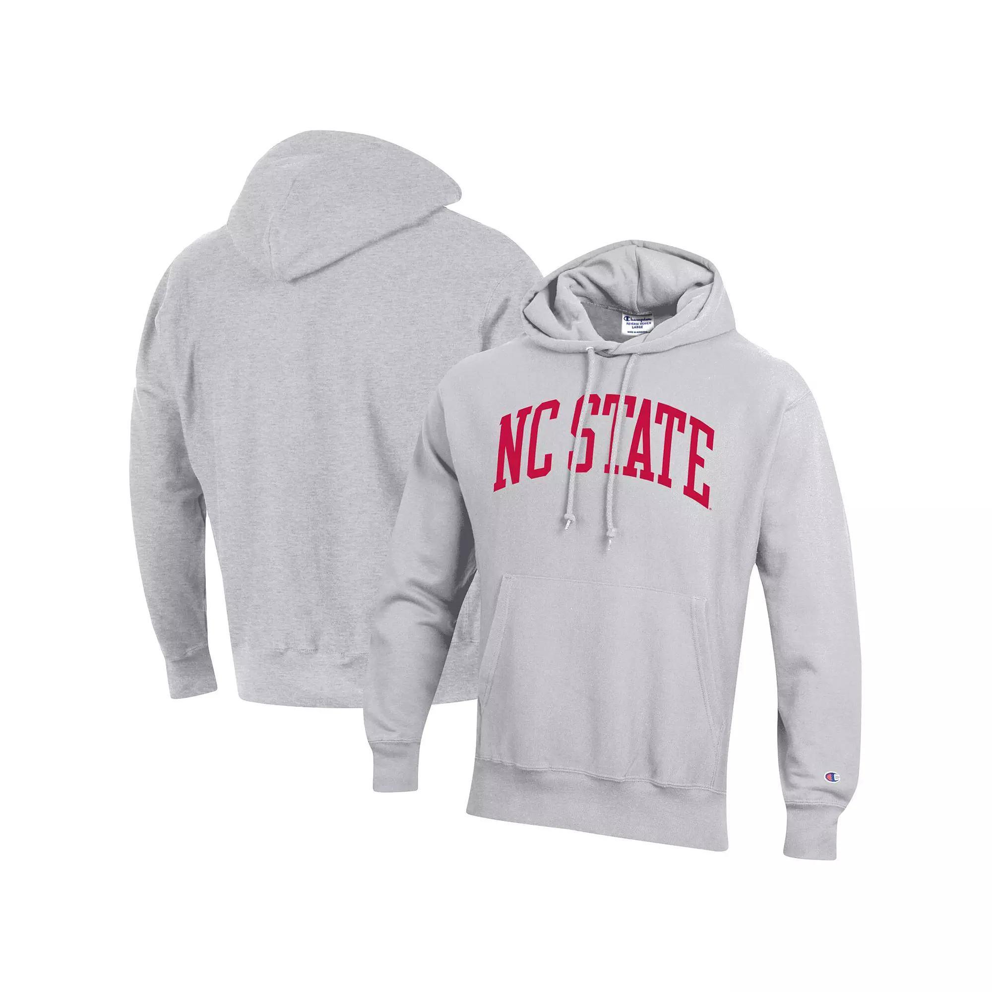 Men's Champion Heathered Gray NC State Wolfpack Team Arch Reverse Weave Pullover Hoodie, Size: 2XL, Nst Grey Product Image