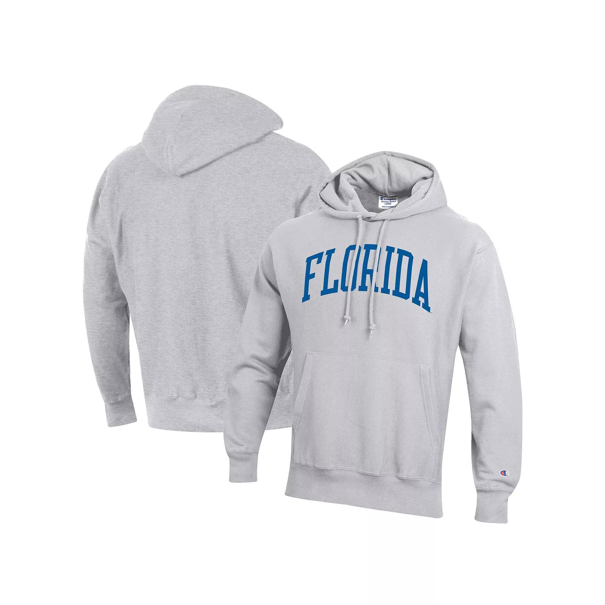 Men's Champion Heathered Gray Florida Gators Team Arch Reverse Weave Pullover Hoodie,  Product Image
