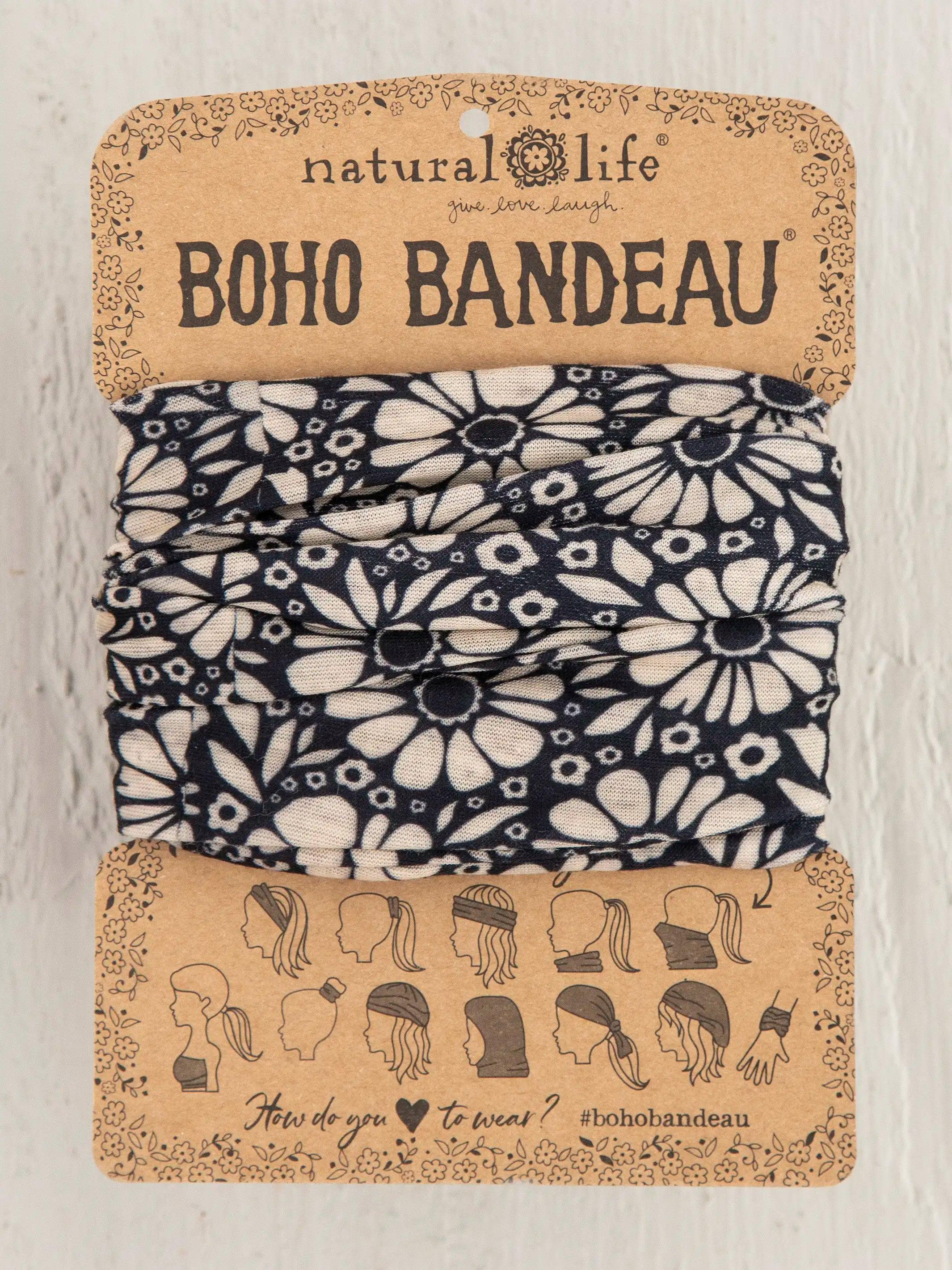 Full Boho Bandeau® Headband - Black White Daisies Product Image