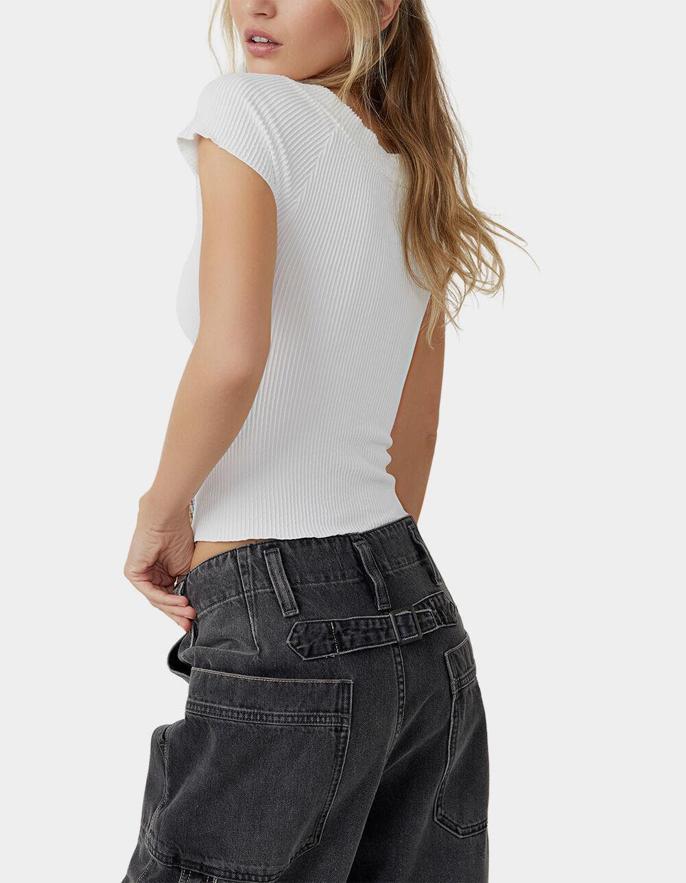 FREE PEOPLE Seamless Off The Shoulder Ribbed Womens Top - WHITE Product Image