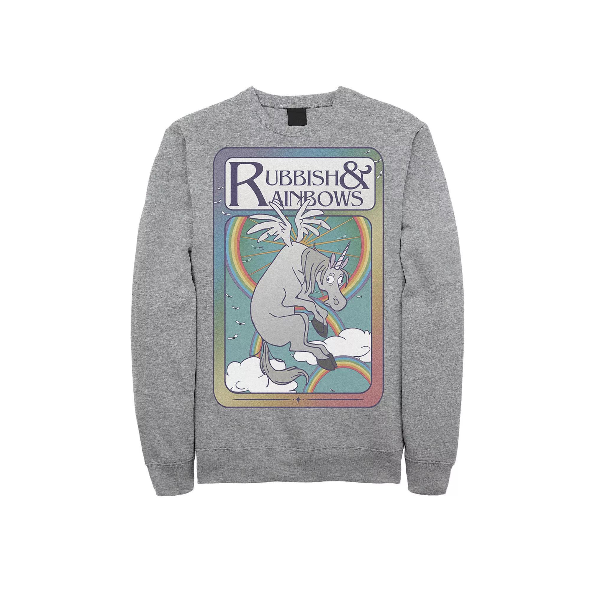Disney / Pixar's Onward Men's Rubbish & Rainbows Card Sweatshirt, Size: Large, Athletic Grey Product Image