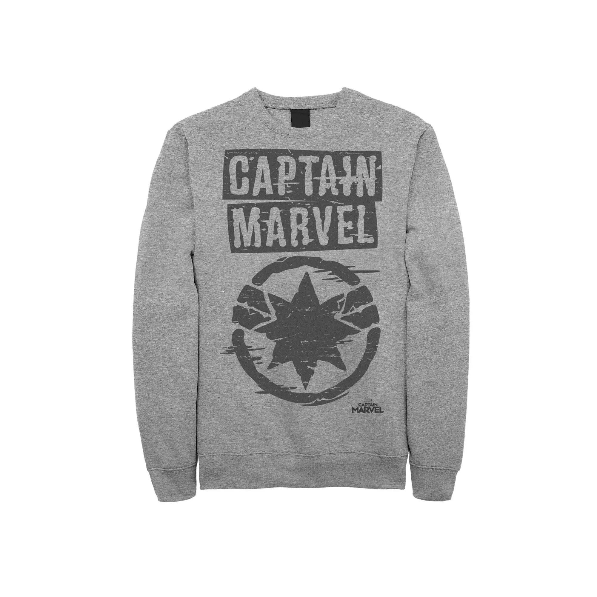 Men's Marvel Captain Marvel Logo Sweatshirt, Size: XXL, Athletic Grey Product Image