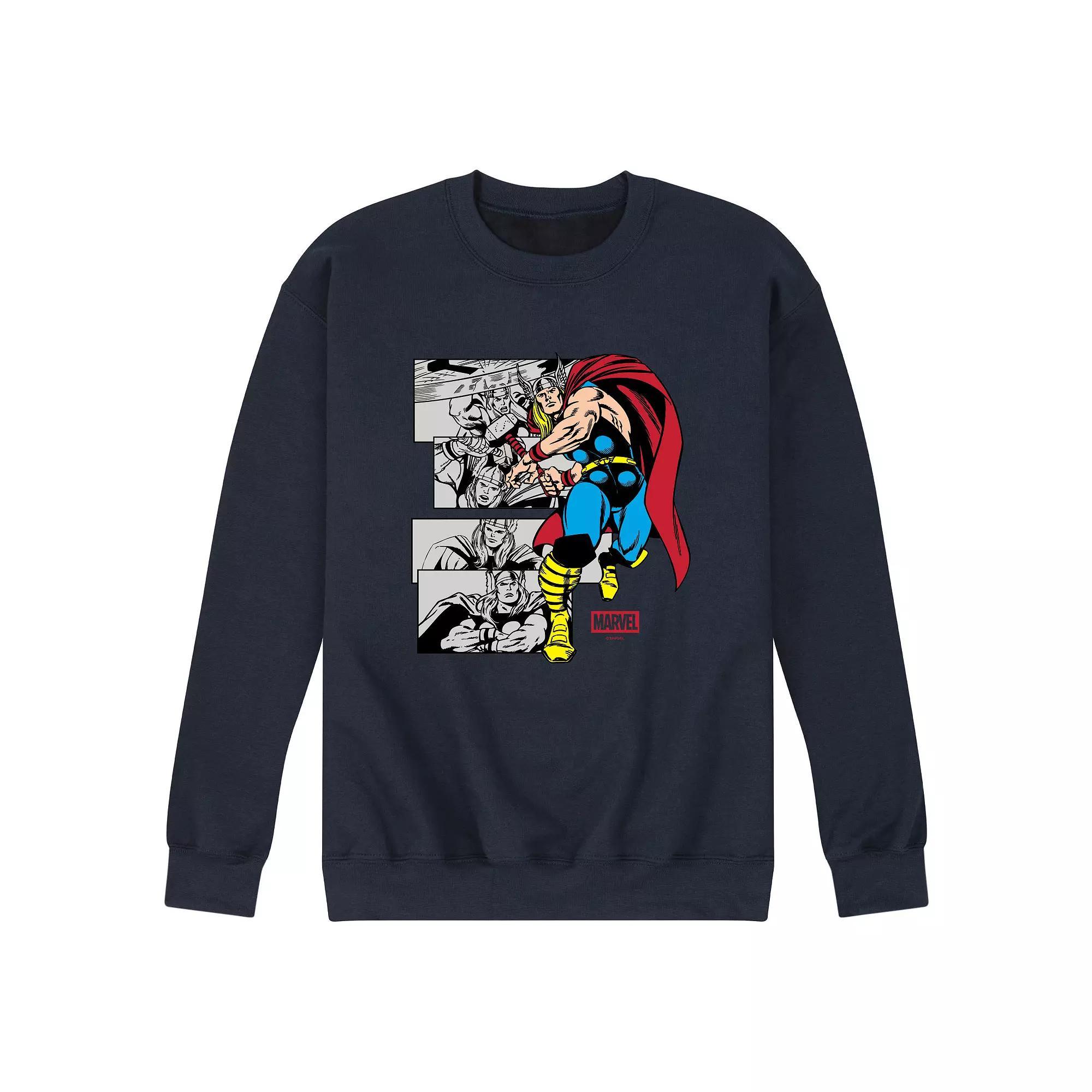 Men's Marvel Thor Comic Panels Crew Fleece Sweatshirt,  Product Image