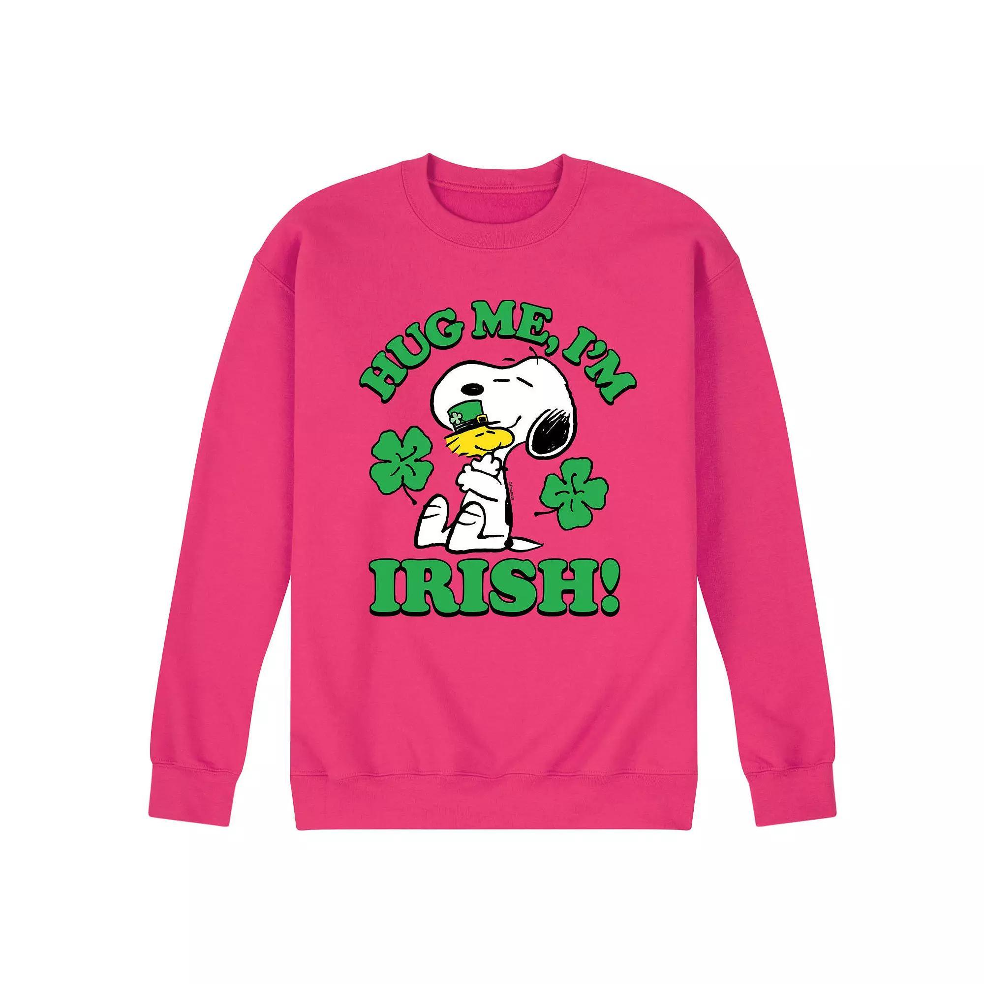 Men's Peanuts Hug Me I'm Irish Long Sleeve, Size: XL, Pink Product Image