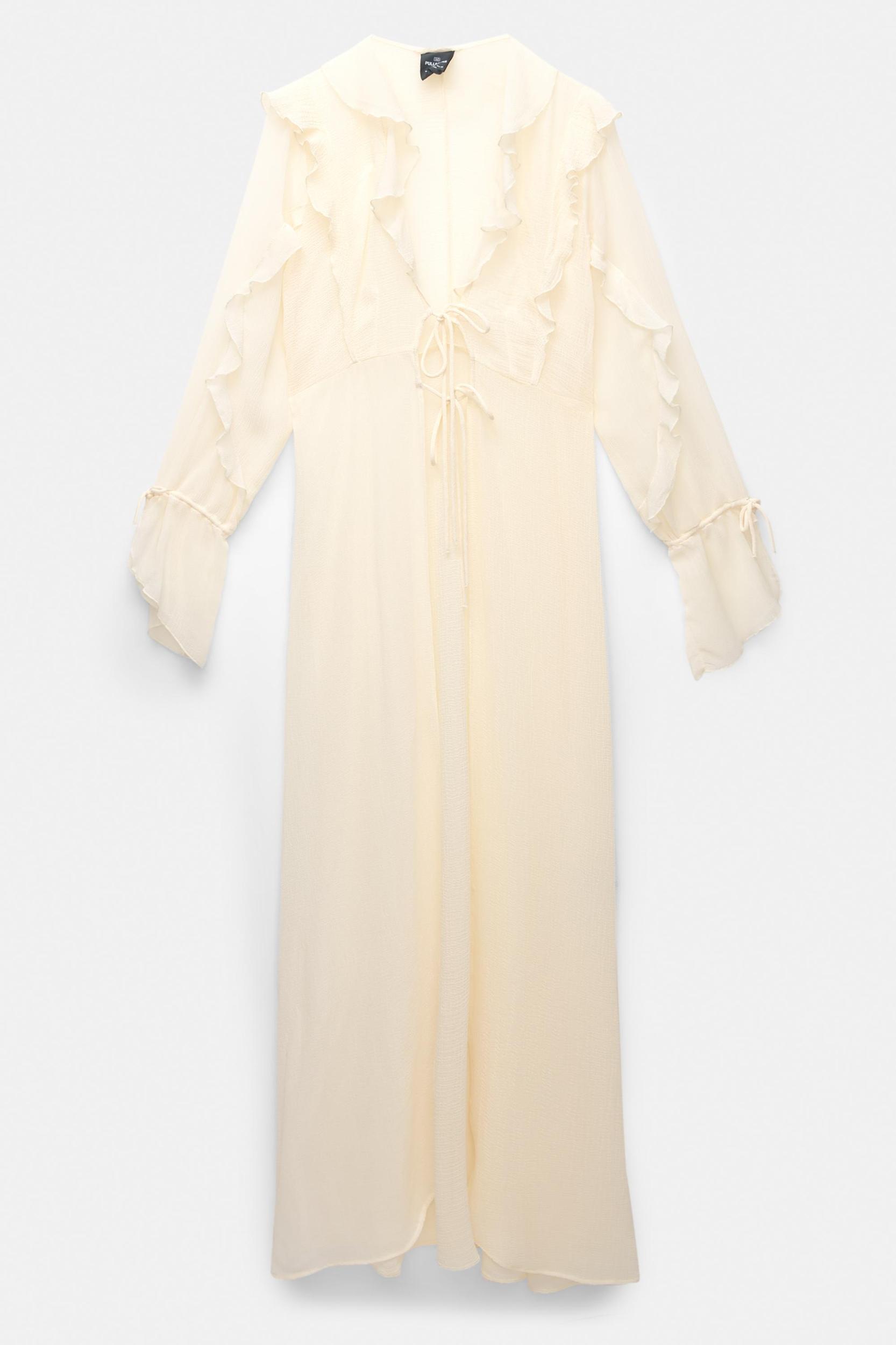 Long ruffled camisole kimono Product Image