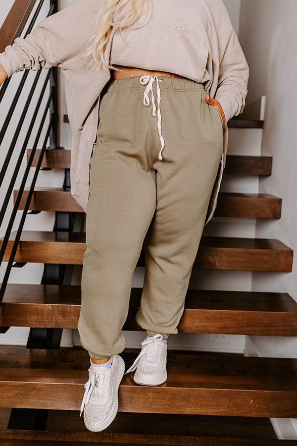 Down Time Joggers In Light Sage Curves Product Image