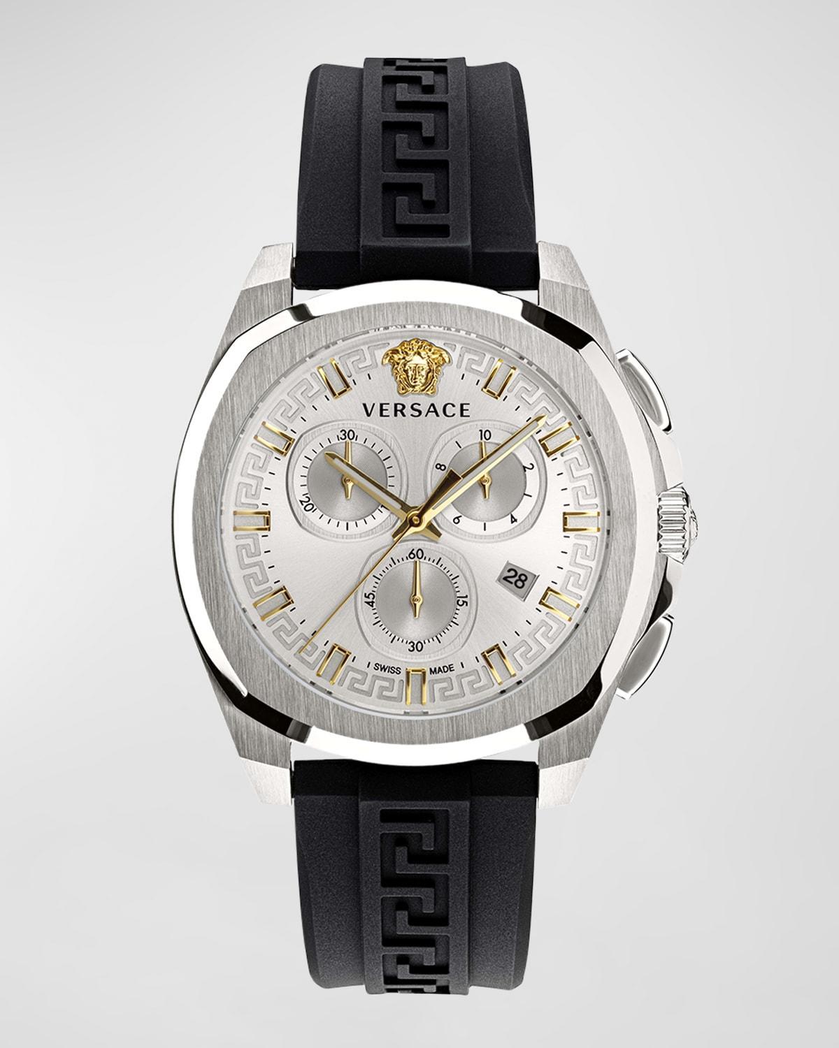 Versace Mens Geo Quartz Chronograph Black Silicone Strap Watch Product Image