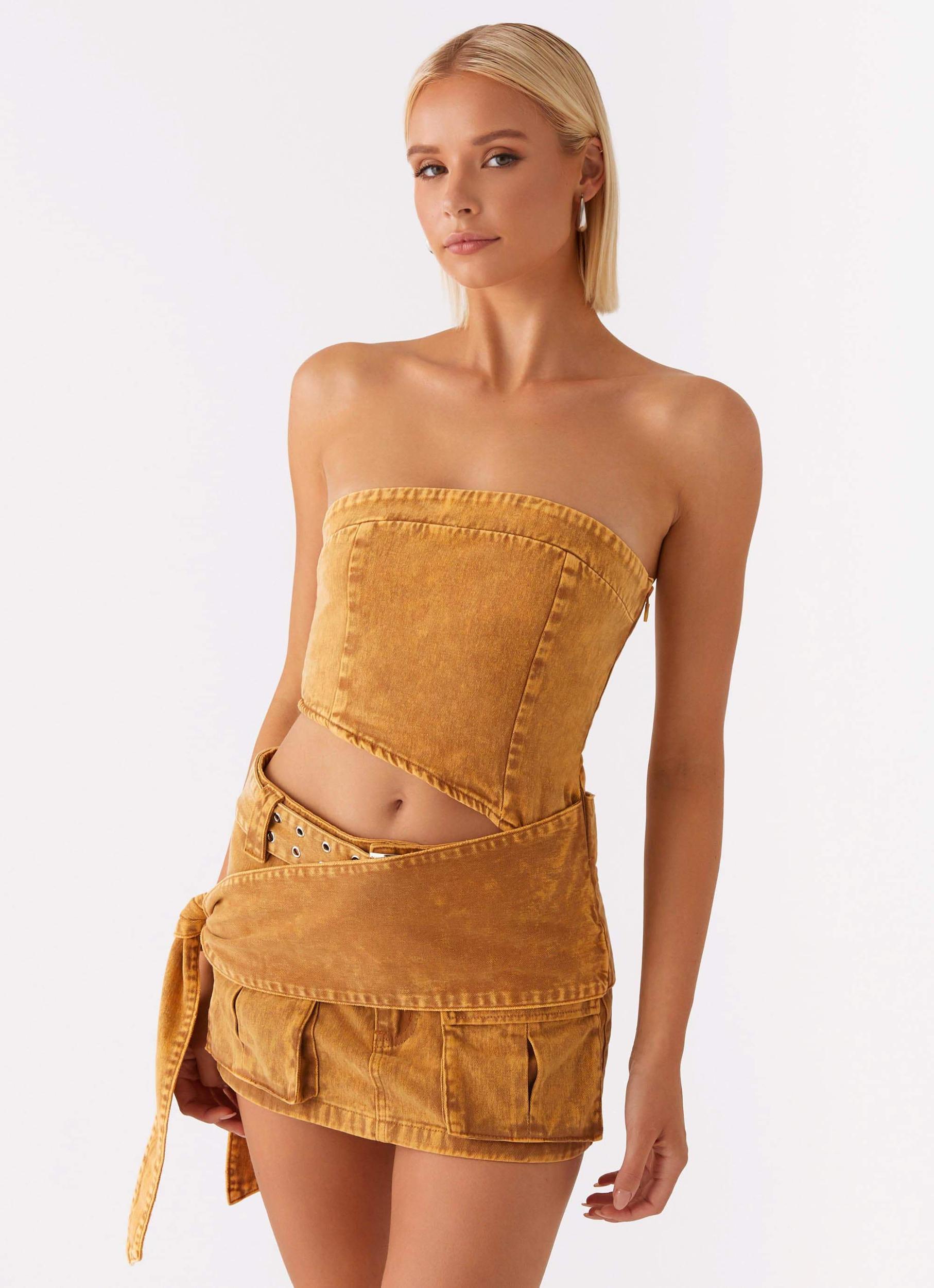 Burning Bridges Tube Top - Brown Product Image