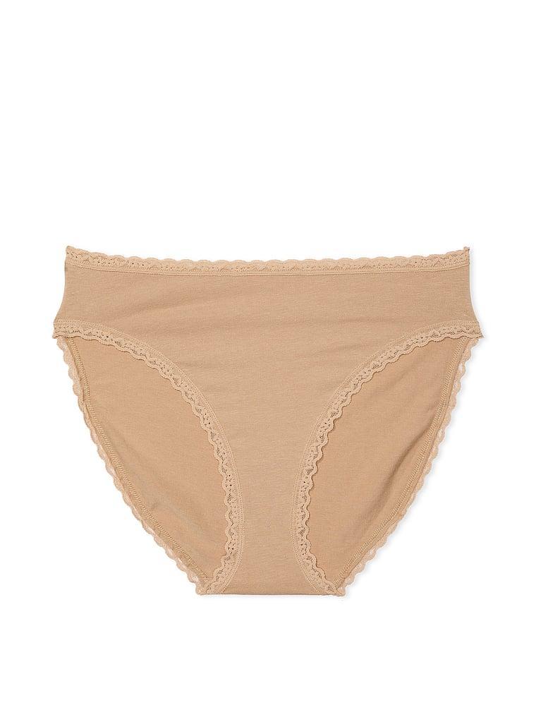 Lace-Trim Cotton High-Leg Brief Panty Product Image