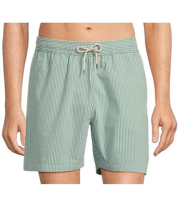 Polo Ralph Lauren Traveler Classic Bengal Stripe Printed Seersucker 5.75 Inseam Swim Trunks Product Image