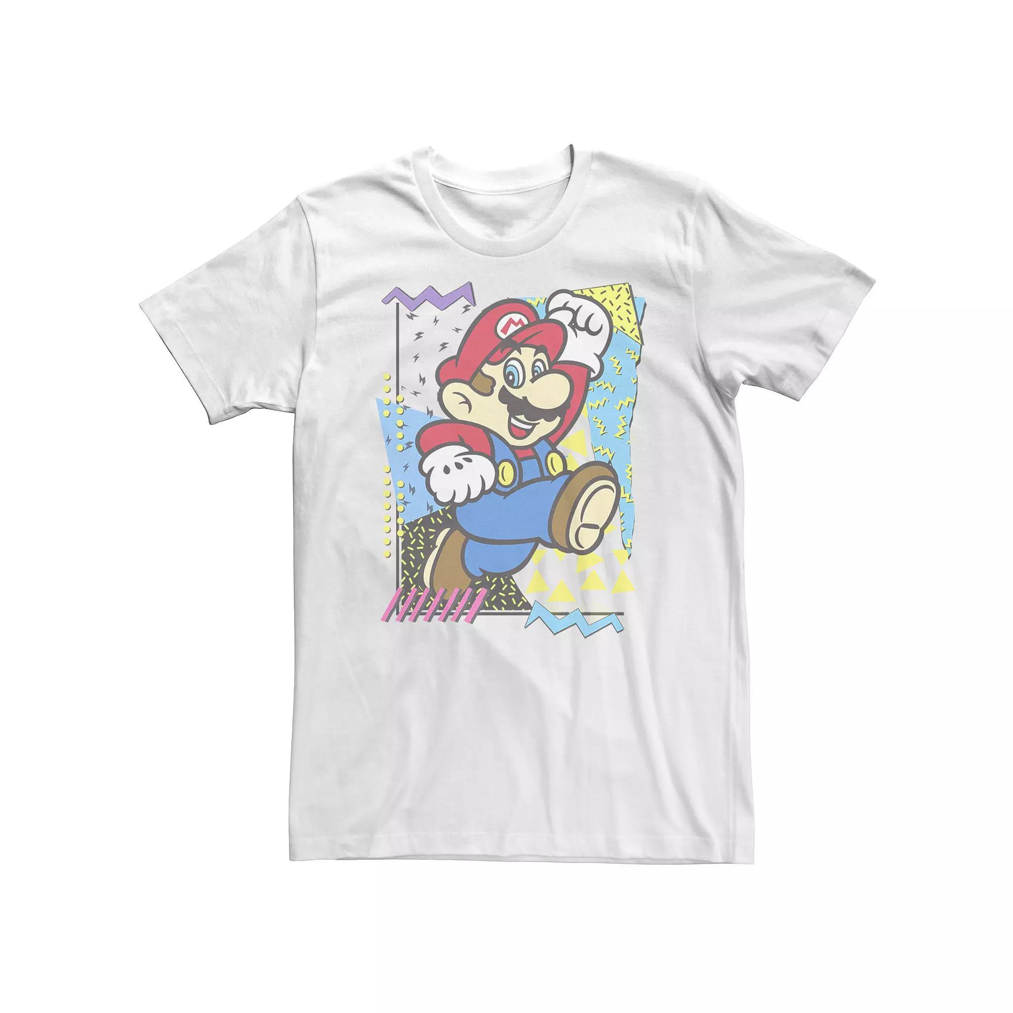 Big & Tall Nintendo Mario '90's Abstract Portrait Tee, Men's, Size: 4XL, White Product Image