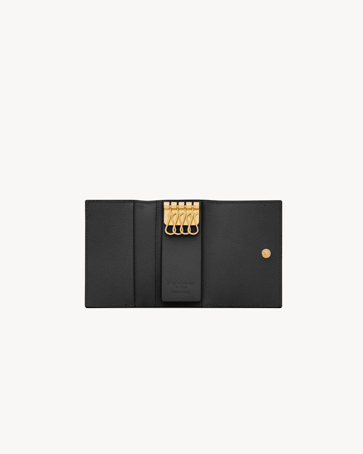 Saint Laurent Paris open card case in coated bark leather | Saint Laurent | YSL.com Product Image