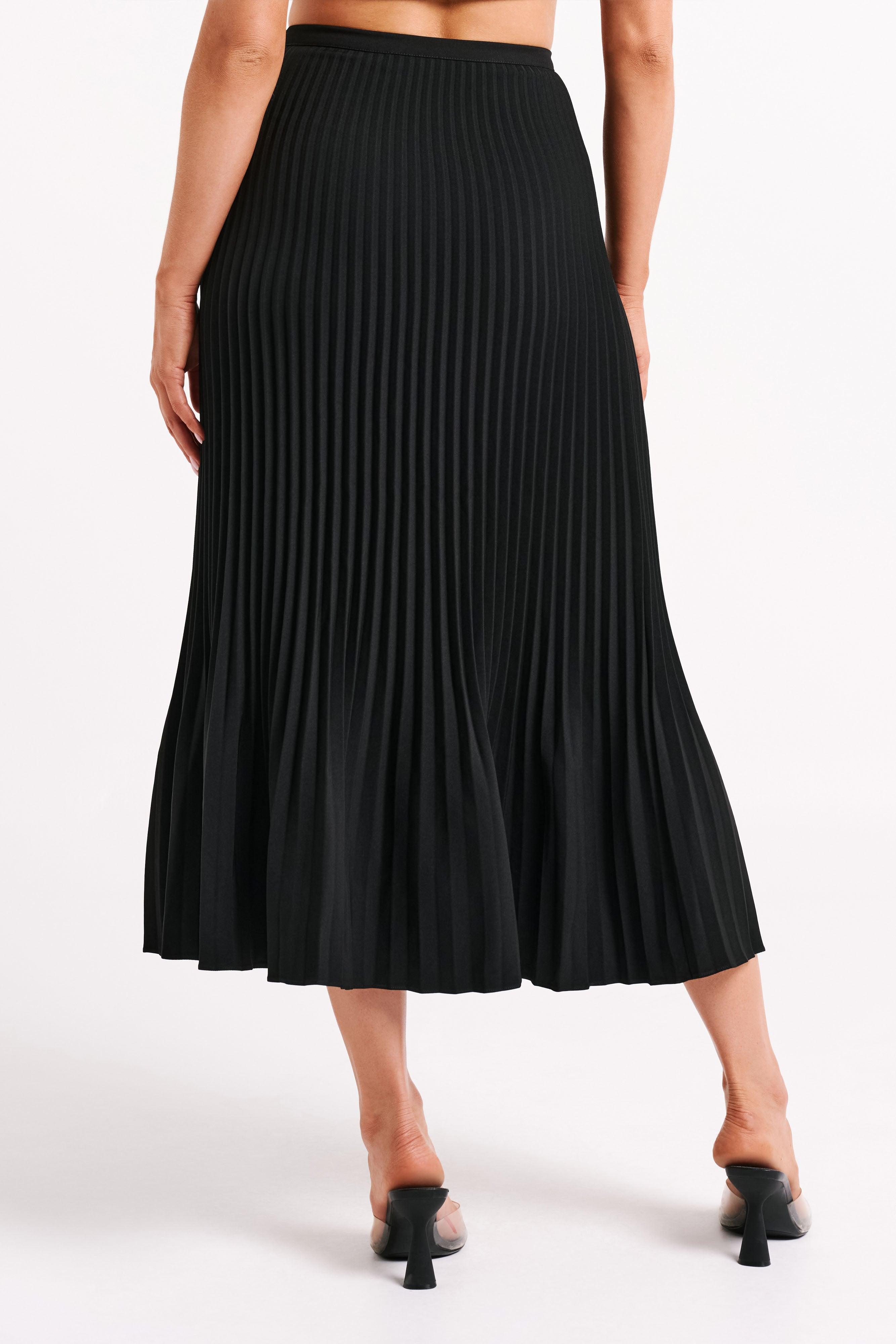 Twyla Pleated Suiting Maxi Skirt - Black Product Image