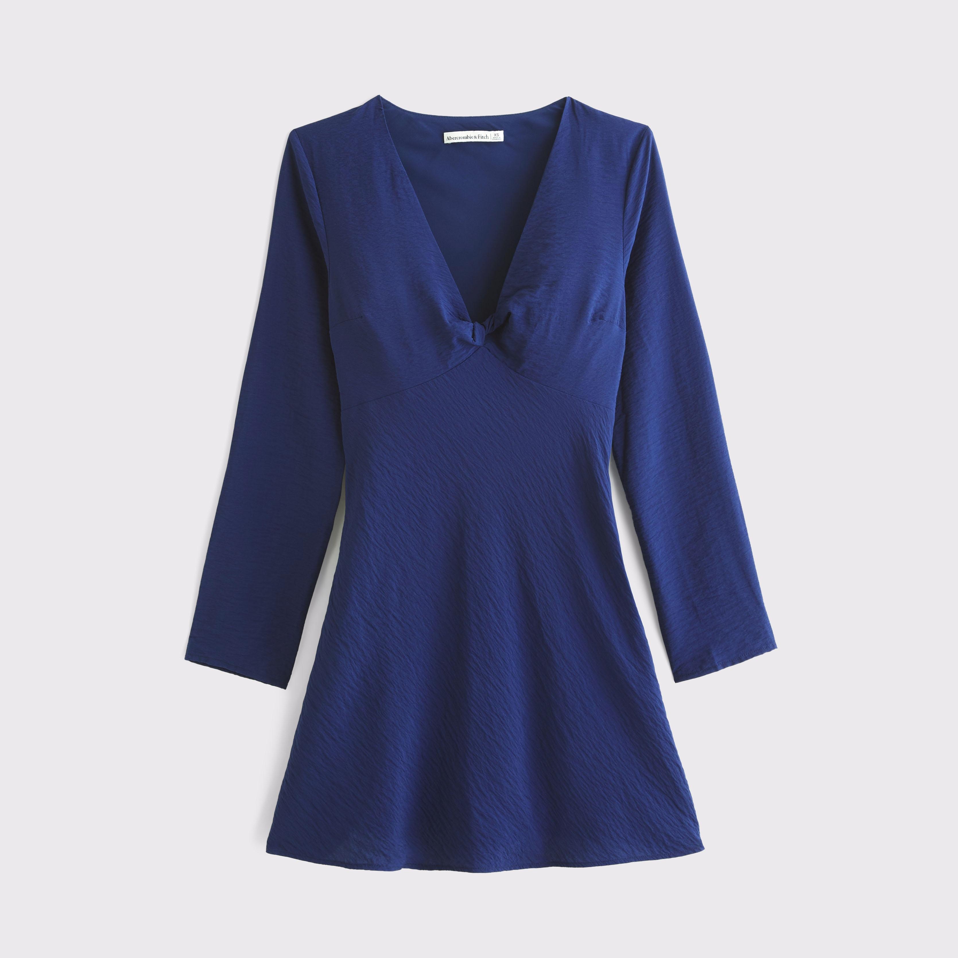 Long-Sleeve Twist Mini Dress Product Image