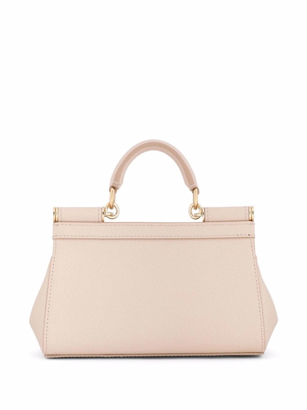 DOLCE & GABBANA Mini Sicily Dauphine Leather Top Handle In Rosa Carne Product Image