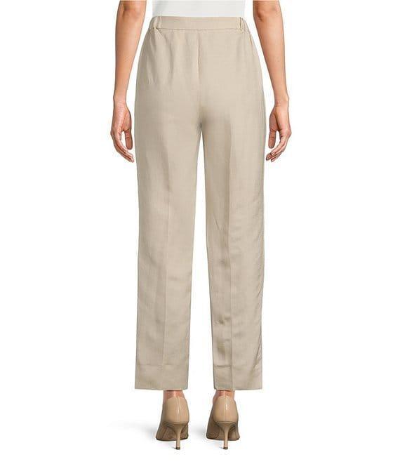 Kasper Linen Blend Fly Front Elastic Back Pants Product Image