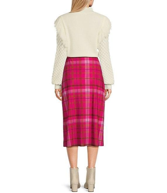 C&V Chelsea & Violet Long Sleeve Fringed Jaquard Sweater Product Image