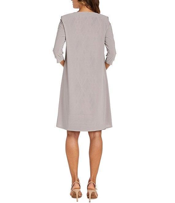 R & M Richards 3/4 Sleeve Scoop Neck Printed 2-Piece Jacket Dress Product Image