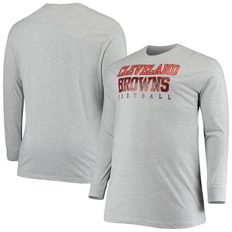 Mens Fanatics Branded Heathered Gray Cleveland Browns Big & Tall Practice Long Sleeve T-Shirt Product Image