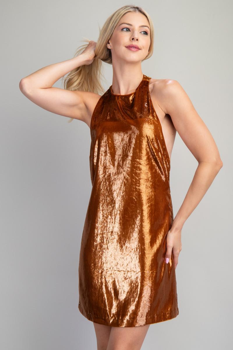 Textured Halter Neck Dress Product Image