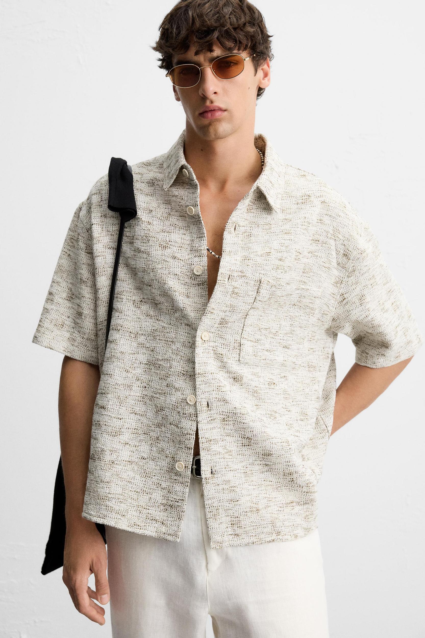 CONTRAST TEXTURE OVERSHIRT Product Image