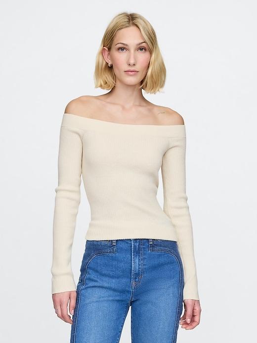 Off-Shoulder Sweater Top Product Image