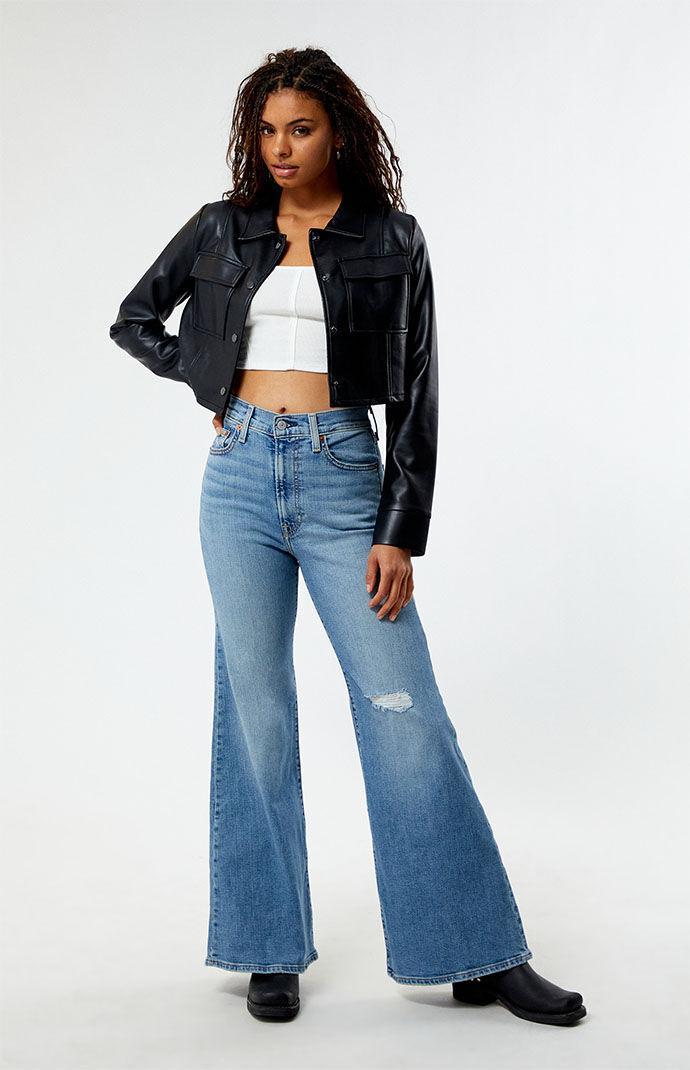 Levis Ribcage High Rise Distressed Flare Jeans Product Image