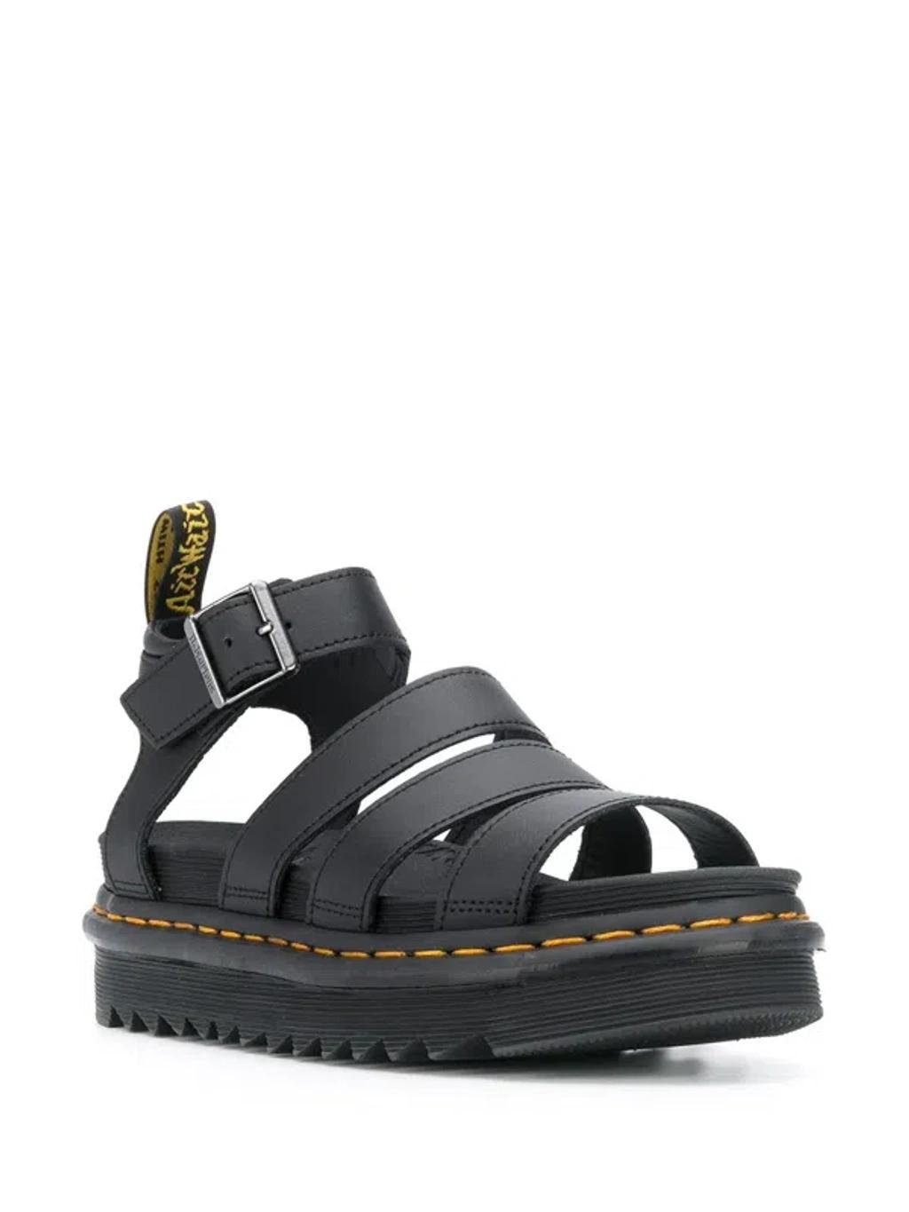 DR. MARTENS' Blaire Hydro Leather Womens Sandals In Black Product Image