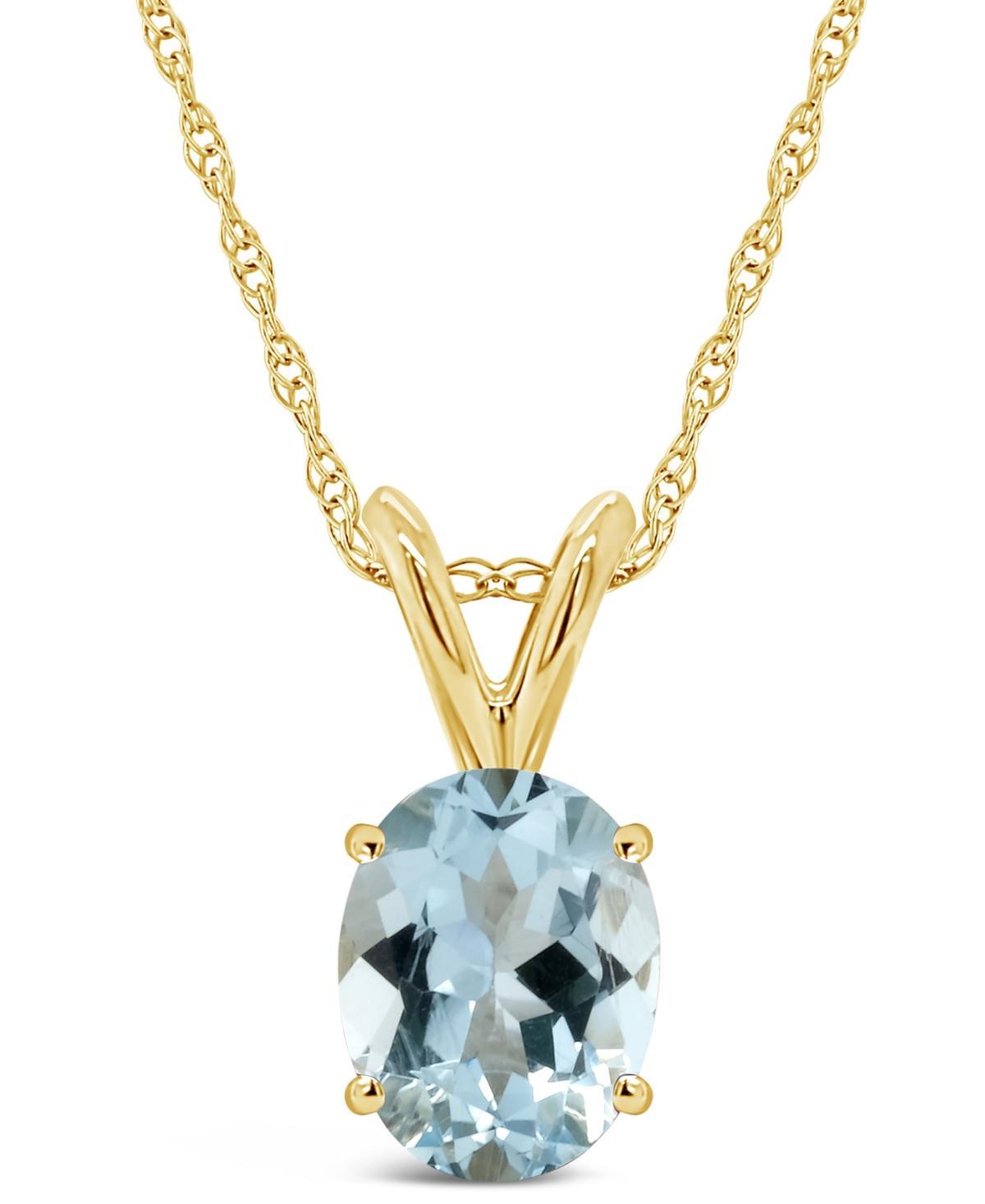 Celebration Gems 14k Gold Gemstone Pendant Necklace, Womens Aquamarine Product Image