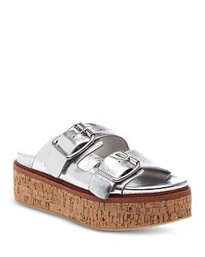 Belinda Double-Buckle Leather Slide Sandals Product Image