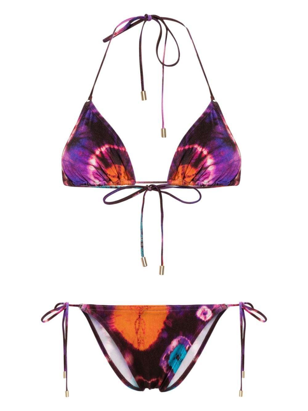 ZIMMERMANN Womens Tie Dye Multi Acadian Tie-dye Triangle Bikini Set In Multicolor Product Image