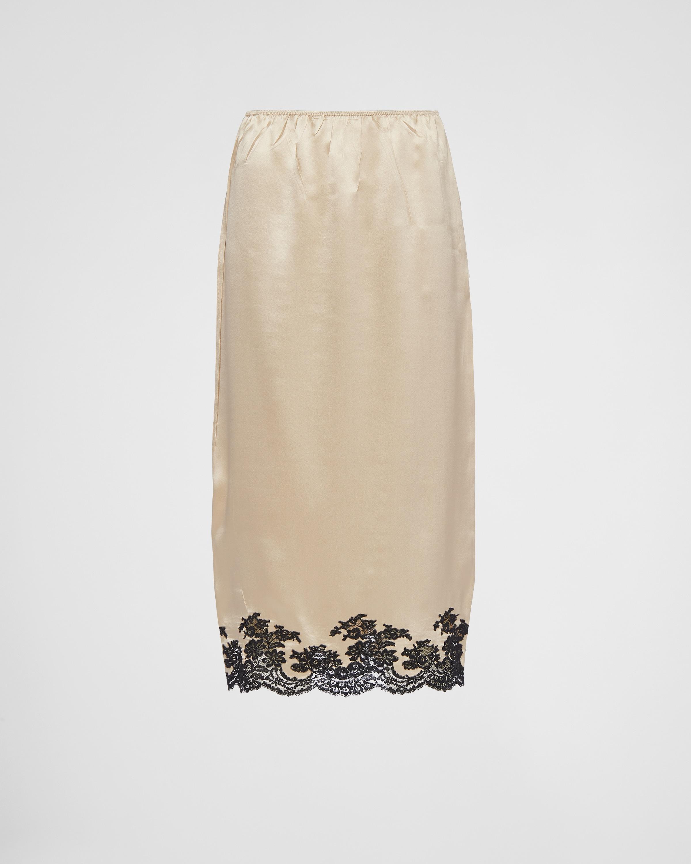 Satin crepe and lace midi-skirt Product Image