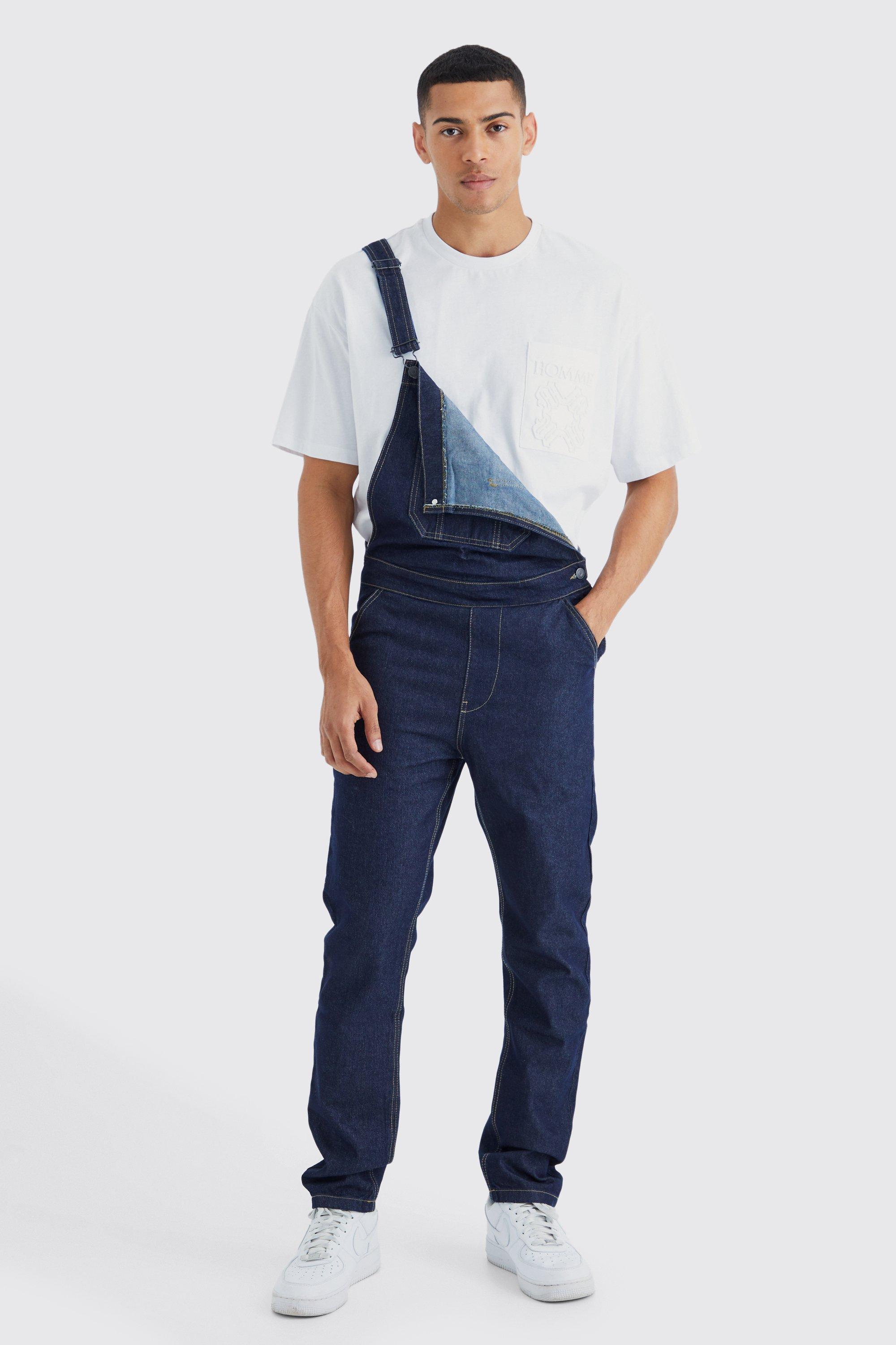 Full Length Denim Overalls | boohooMAN USA Product Image